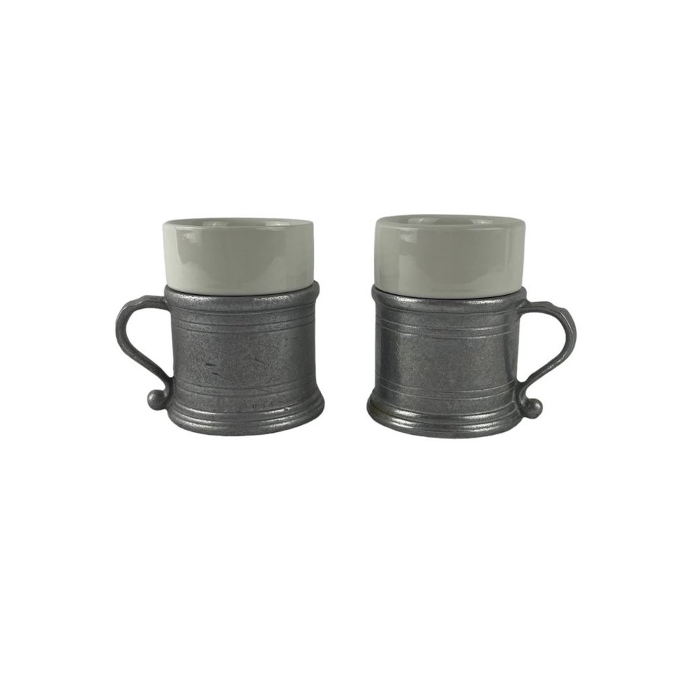 2x Wilton Armetale Pewter Mug Ceramic Insert RWP Vintage 1970s Columbia USA